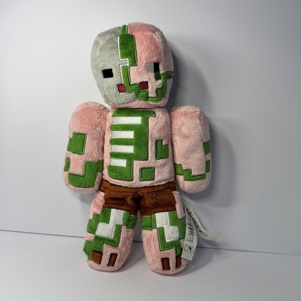 Minecraft Zombie Pigman Plush 12" Jinx Mojang Official 2016 Pink Green Toy